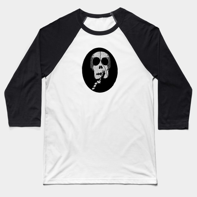 Sshhhh Skull Baseball T-Shirt by Tropic1979